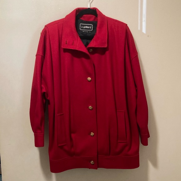 J Gallery Vintage Wool Blend Red Peacoat - Picture 2 of 13